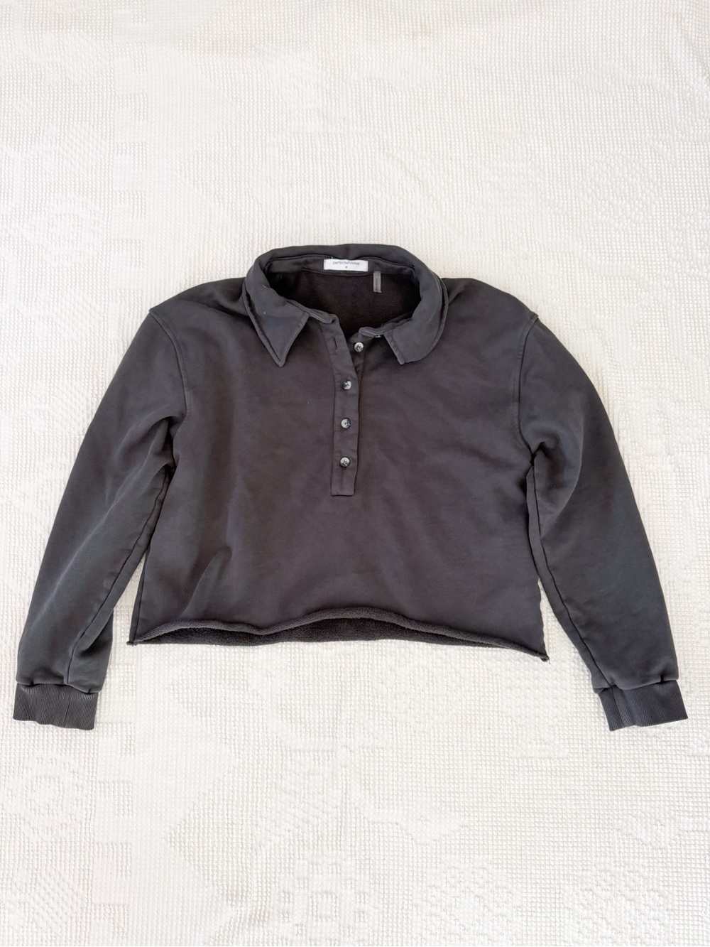 PERFECTWHITETEE Vinny fleece henley sweatshirt Popover Cropped